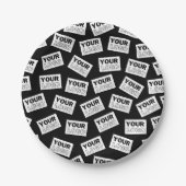 ランダムに配置されたロゴや任意の写真を探す ペーパープレート (正面)