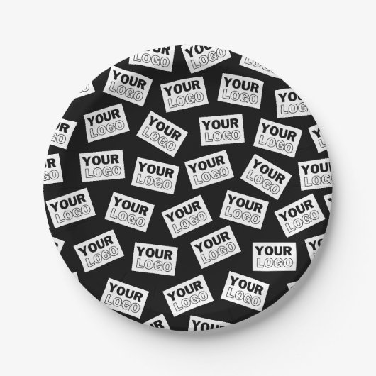 ランダムに配置されたロゴや任意の写真を探す ペーパープレート (正面)