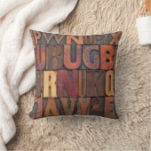 ランダムアルファベット文字 – ヴィンテージ活字 クッション (ブランケット)