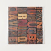 ランダムアルファベット文字 – ヴィンテージ活字 タペストリー (正面(横))