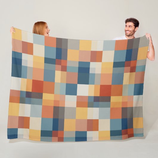 ランダムカラフル幾何形状パターン フリースブランケット (インサイチュ)