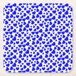 ランダムサイズとカラーハート スクエアペーパーコースター