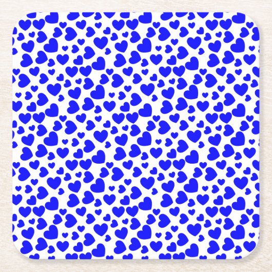 ランダムサイズとカラーハート スクエアペーパーコースター (正面)