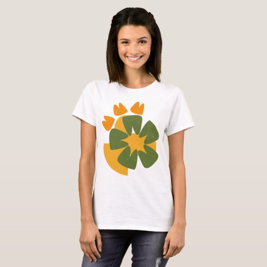 ランダムシンプルな形状のフローラ花 Tシャツ (正面フル)