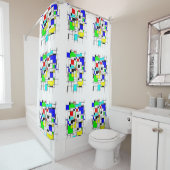 ランダムスクウェアのモンドリアン シャワーカーテン (インサイチュ)