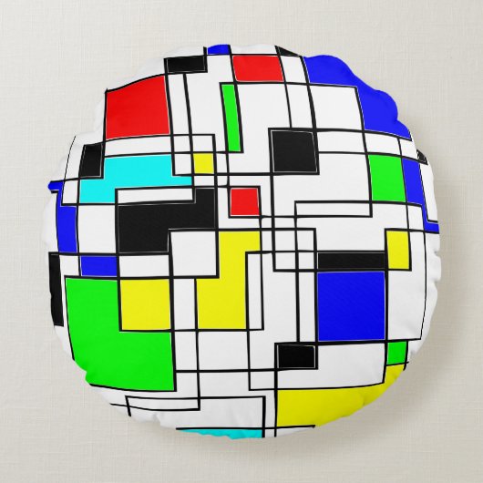 ランダムスクウェアのモンドリアン ラウンドクッション (正面)