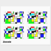 ランダムスクウェアのモンドリアン 長方形シール (シート)