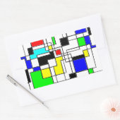 ランダムスクウェアのモンドリアン 長方形シール (封筒)