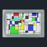 ランダムスクウェアのモンドリアン 長方形ベルトバックル<br><div class="desc">ピートインスパイアモンドリアンの作業による幾何形状。正方形と長方形を形成する不規則な線。オリジナル装飾デジタルアート。</div>