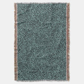 ランダムスポット – ライトブルーの緑(黒) スローブランケット (正面縦)