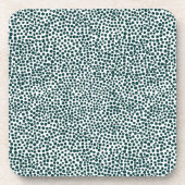 ランダムスポット – 白い上に濃い苔の緑 コースター (正面)