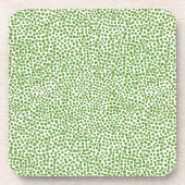 ランダムスポット – 白のアボカドグリーン コースター (正面)