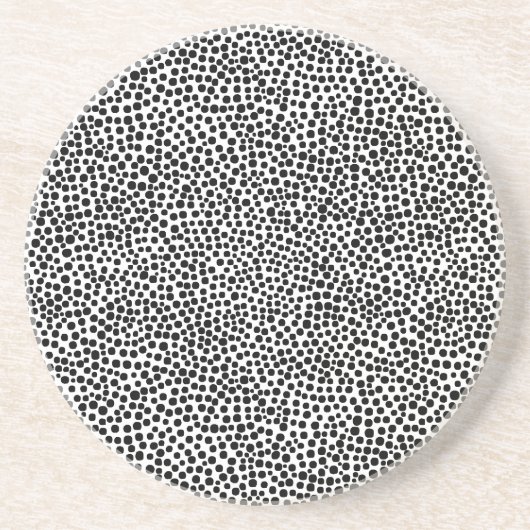 ランダムスポット – 黒（白） コースター (正面)