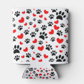 ランダムドッグポーのプリントと赤いハート 缶クーラー (裏面)