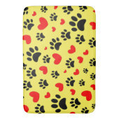 ランダムドッグポープリントと赤いハート黄カスタム色 バスマット (正面縦)