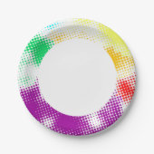 ランダムハーフトーンカラフルの背景 ペーパープレート (正面)