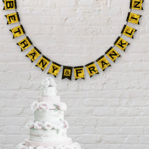 ランダムパーソナライズされた金ゴールドドットパテ結婚ン バンティングフラッグ