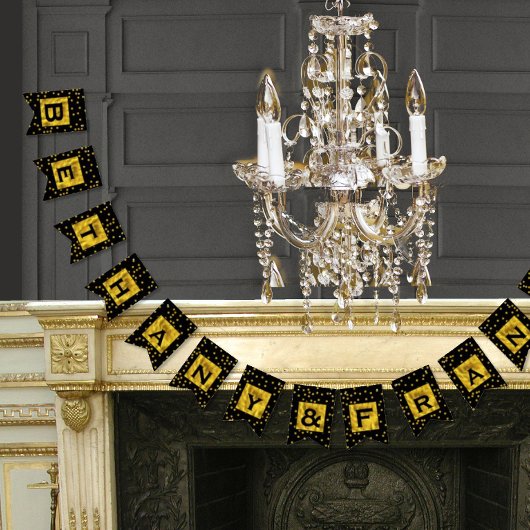 ランダムパーソナライズされた金ゴールドドットパテ結婚ン バンティングフラッグ