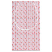 ランダムピンクフラミンゴ鳥パターン スモールペーパーバッグ (裏面)