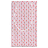 ランダムピンクフラミンゴ鳥パターン スモールペーパーバッグ (正面)