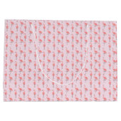 ランダムピンクフラミンゴ鳥パターン ラージペーパーバッグ (裏面)