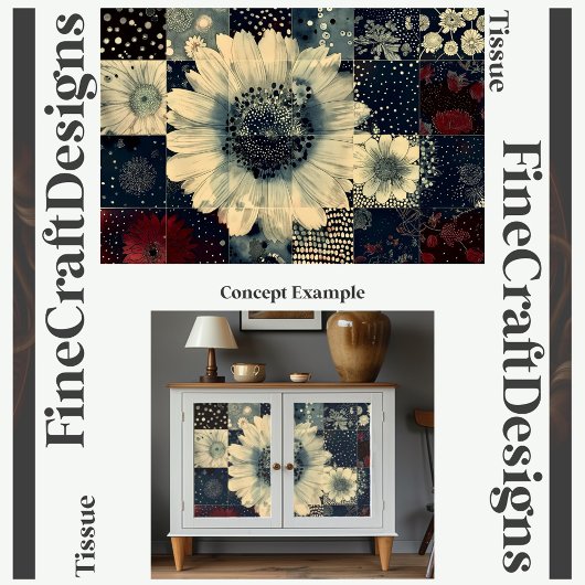 ランダムフローラタイルのコラージュの切り離し右152 薄葉紙