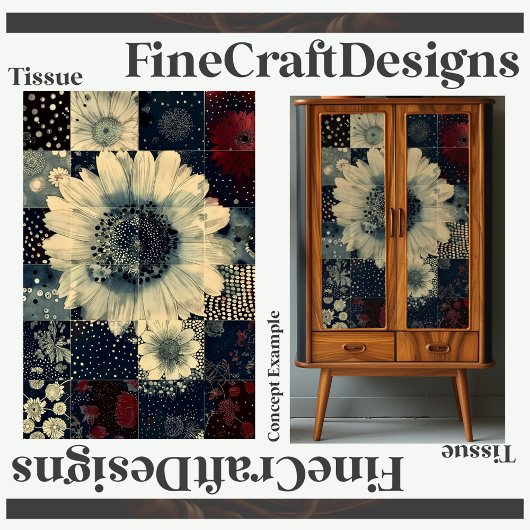 ランダムフローラタイルのコラージュデカ離れージ152 薄葉紙