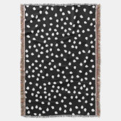 ランダムモダン水玉模様パターン白黒 スローブランケット (正面縦)