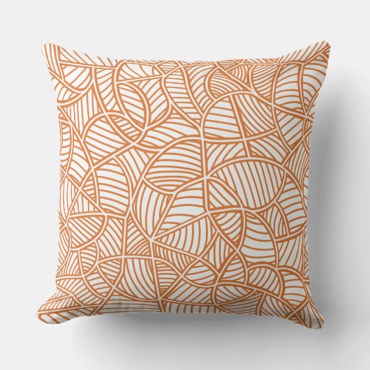 ランダムリーフモザイクダークオレンジ クッション (正面)