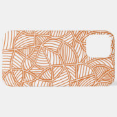 ランダムリーフモザイクダークオレンジ iPhoneケース (裏面横)