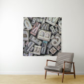 ランダムヴィンテージグランジ活字の背景 タペストリー (インサイチュ(横))