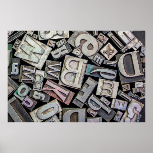 ランダムヴィンテージグランジ活字の背景 ポスター (正面)