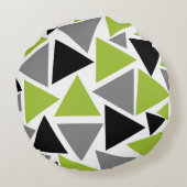 ランダム三角形ライムグリーングレーブラックジオメトリック ラウンドクッション (裏面)