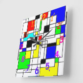 ランダム二乗法モンドリアン スクエア壁時計 (傾斜)