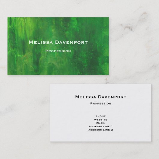 ランダム型枠グリーン絵画抽象芸術 名刺 (正面/裏面)