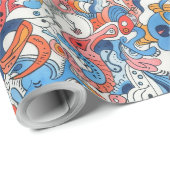 ランダム手書きドードル ラッピングペーパー (ロールコーナー)