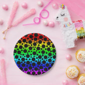 ランダム水玉模様 – 黒の虹 ペーパープレート (パーティー)