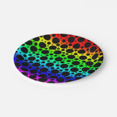 ランダム水玉模様 – 黒の虹 ペーパープレート (アングル)