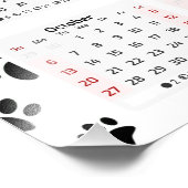 ランダム犬の手のプリントと赤いハート2024カレンダー フォトプリント (角)