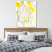 「ランダム」グレーと黄色の抽象芸術アート キャンバスプリント (インサイチュ (寝室))