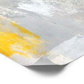 「ランダム」グレーと黄色の抽象芸術アート ポスター (角)