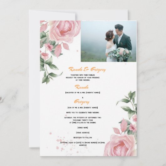 ランダ & グレゴリー　彼らの家族と共に　追悼 招待状 (正面)