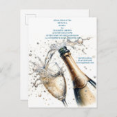 ランチとバブルを添えたブライダルシャワー 案内ポストカード (正面/裏面)