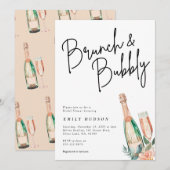 ランチとバブルリー エレガントな結婚前お披露目招待状 招待状 (正面/裏面)