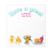 ランチの時間は食べ子供へ物のパーソナライズされた漫画 ノートパッド (正面)