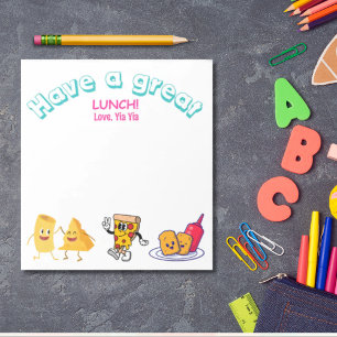 ランチの時間は食べ子供へ物のパーソナライズされた漫画 ノートパッド
