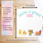 ランチの時間は食べ子供へ物のパーソナライズされた漫画 ノートパッド