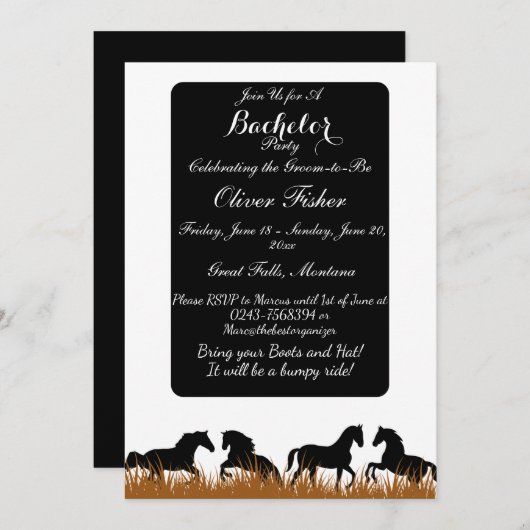 ランチアンドライドをテーマにしたバチュラーパーティ 招待状 (正面/裏面)