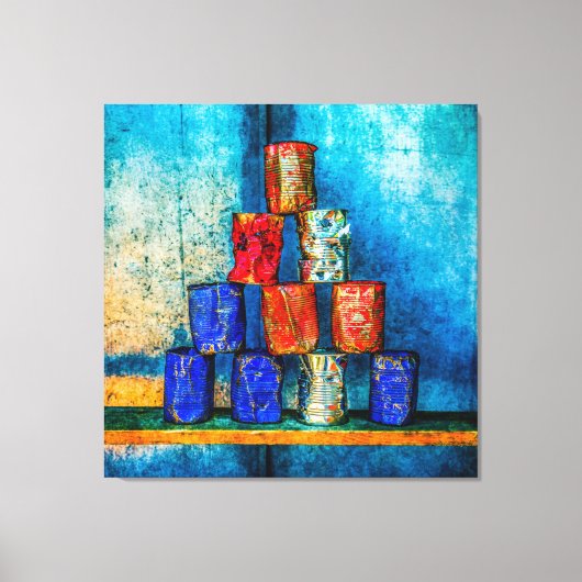 ランチアートパロディ後のスポップ・アートのープ缶 キャンバスプリント (正面)