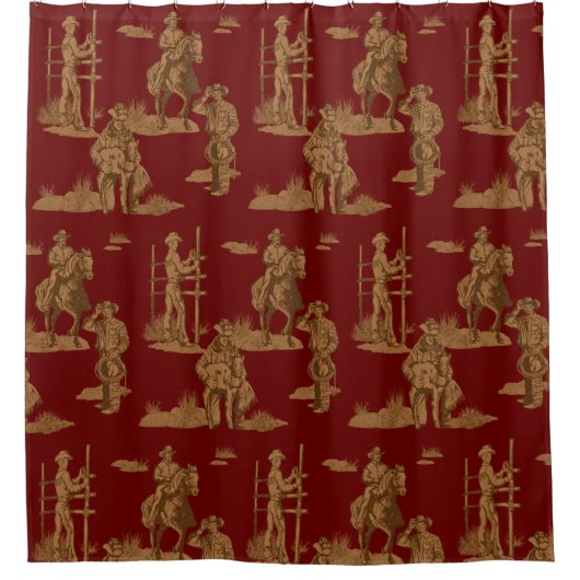 ランチカウボーイズホースカーフフェンス装飾用クッション シャワーカーテン (正面)